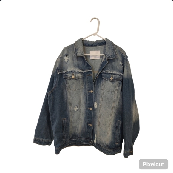 Kan Can Distressed Denim Jacket Women's Size 3XL - Picture 1 of 5